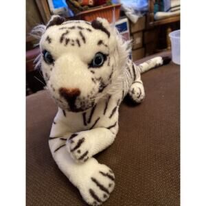 Plush White Tiger 18" to Tail Blue Eyes Long Cross Paws  Read Below